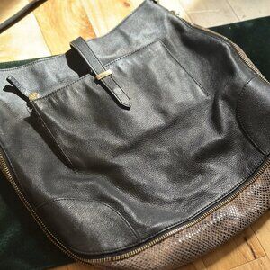 Black Leather Tory Burch Handbag